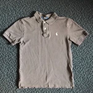 Boys dark gray pique polo.